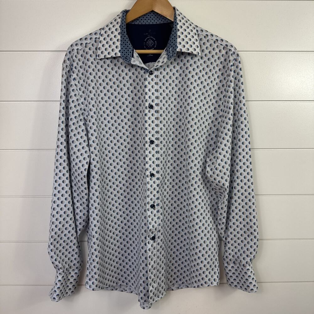 Construct Pattern Slim Fit No Iron Button Front S… - image 1